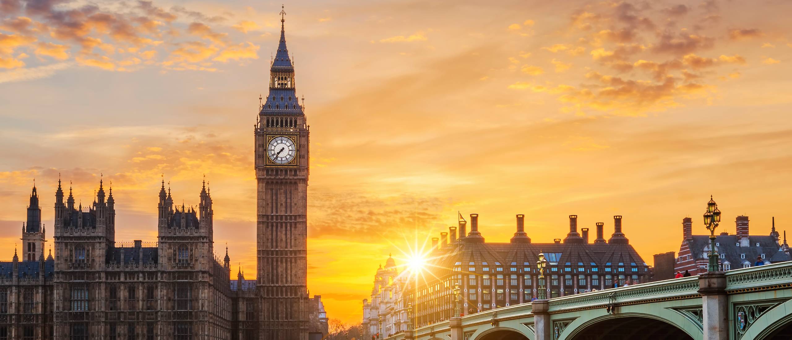 Big ben at sunset.