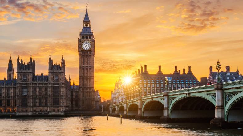 Big ben at sunset.