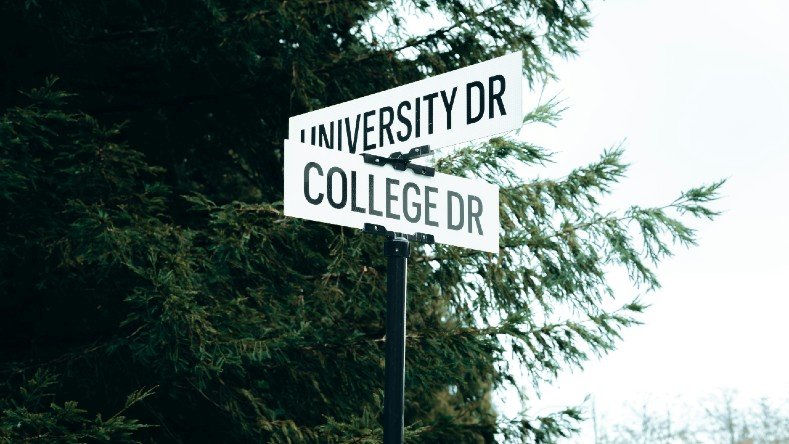 The intersection of College and University.