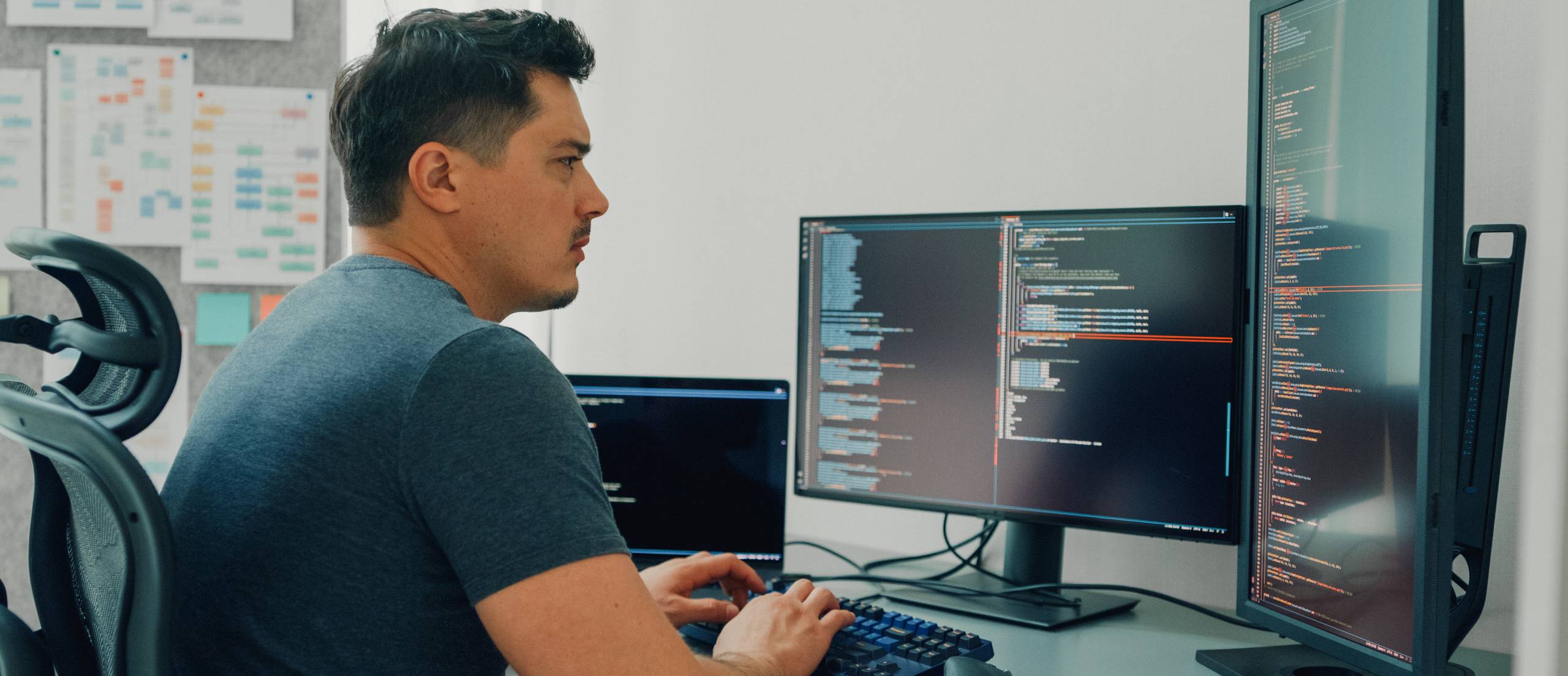 A developer works on a website.