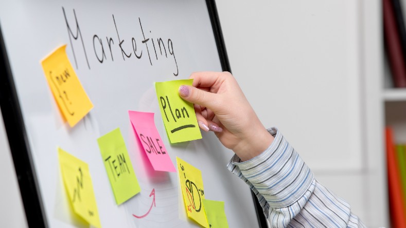 A marketing expert works on a plan.