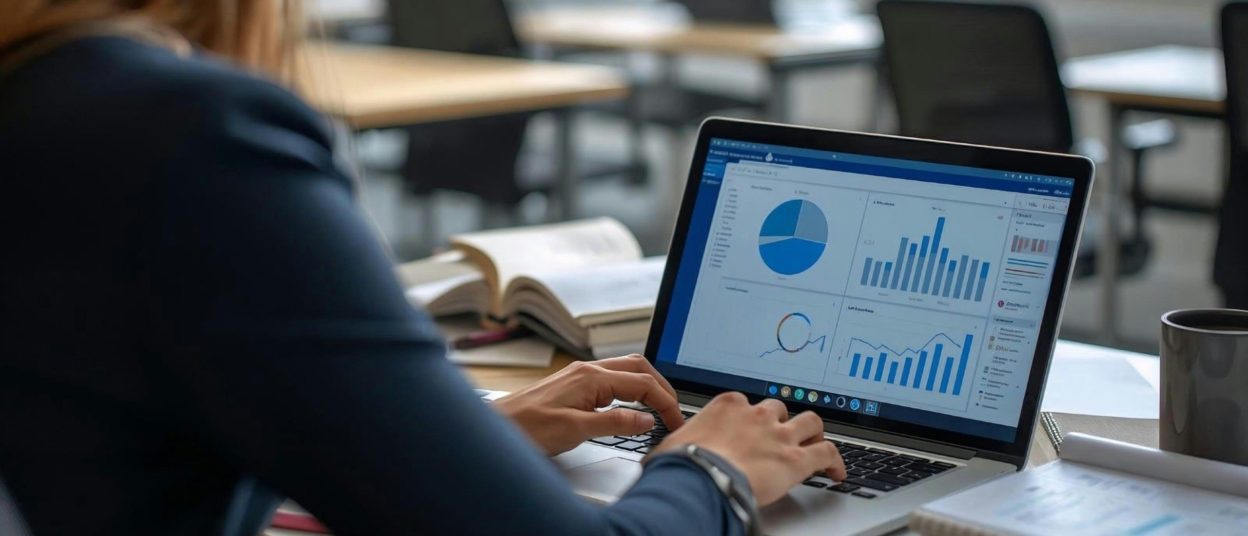 A woman checks a website's performance.