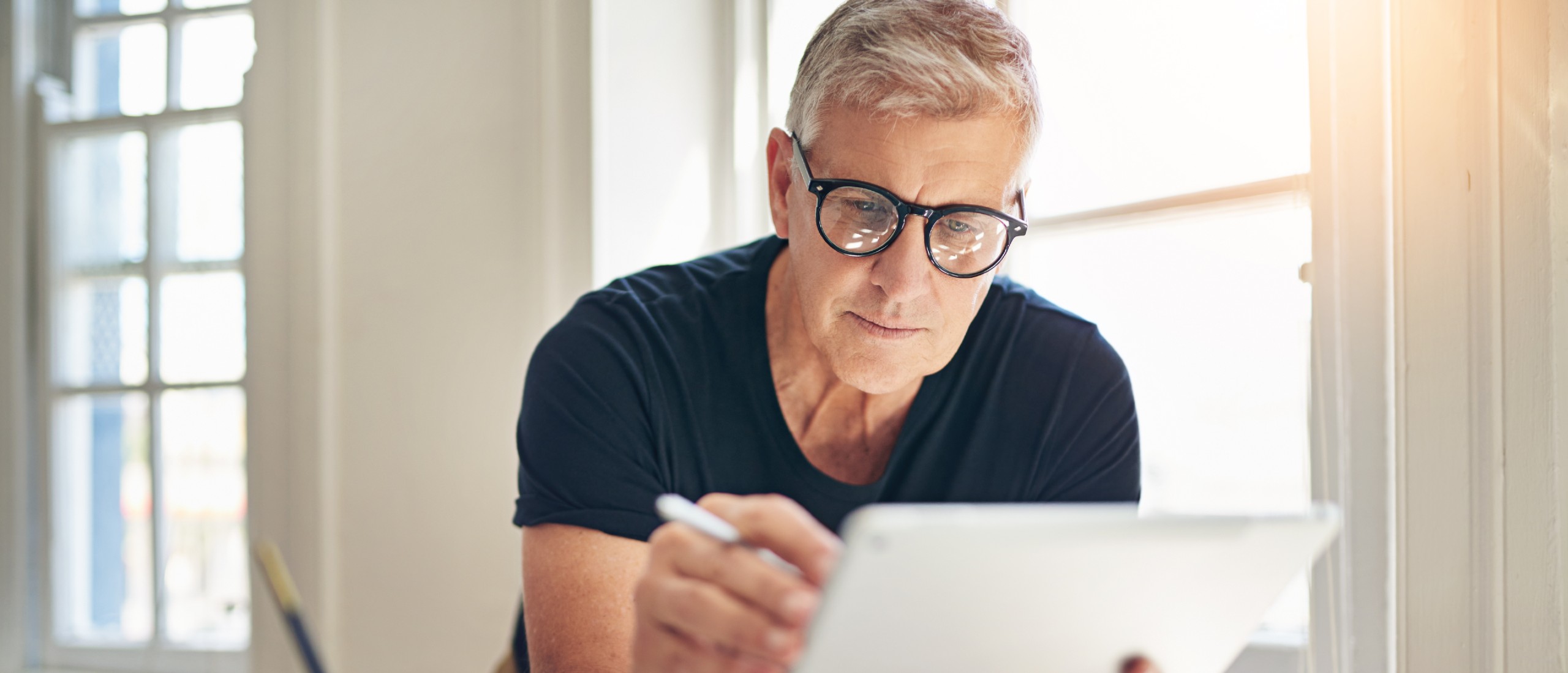 A designer goes over a website plan.